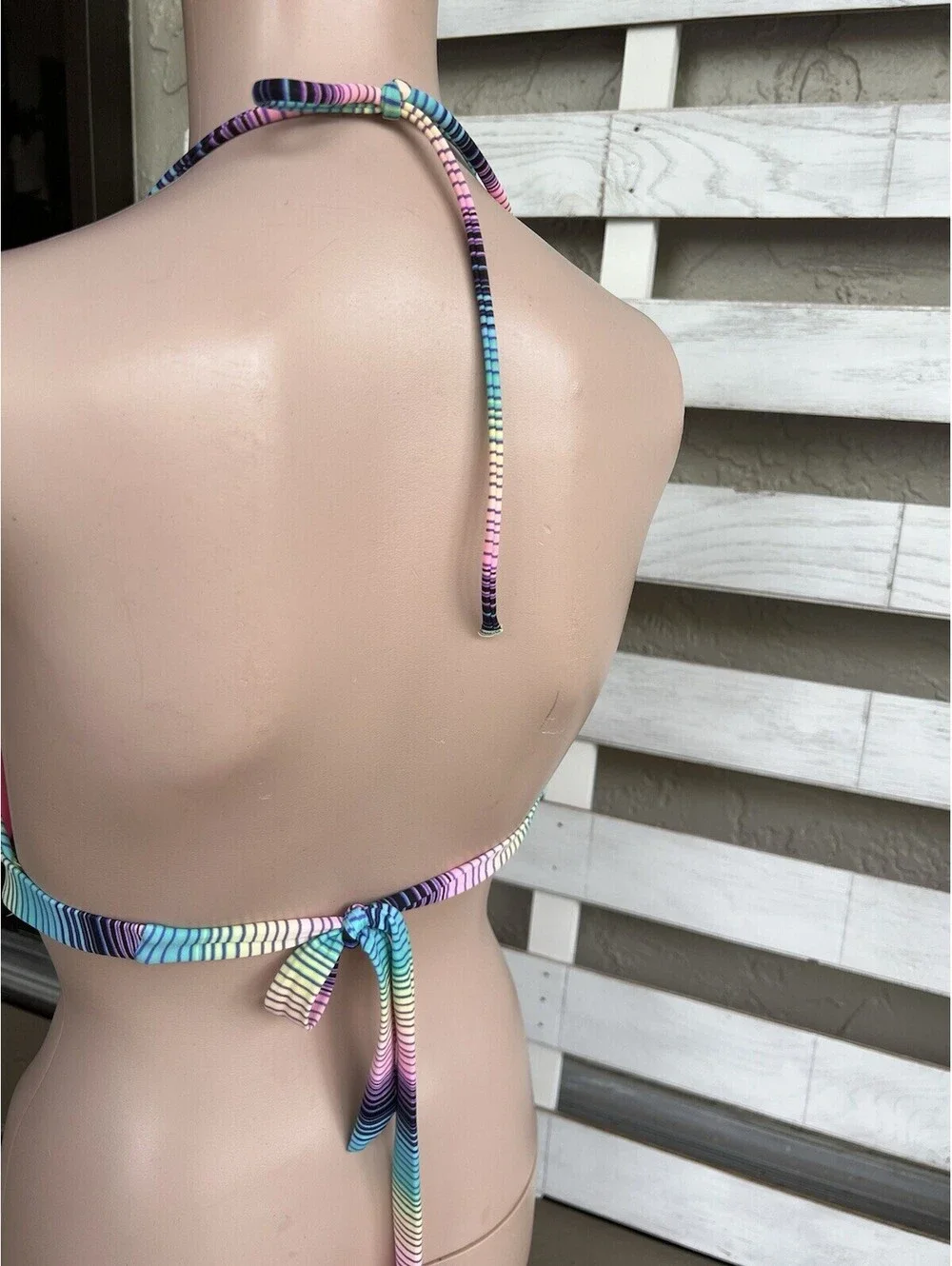Victoria's Secret Multicolor Padded Bikini Top Triangle Halter Y2K 90s Size M